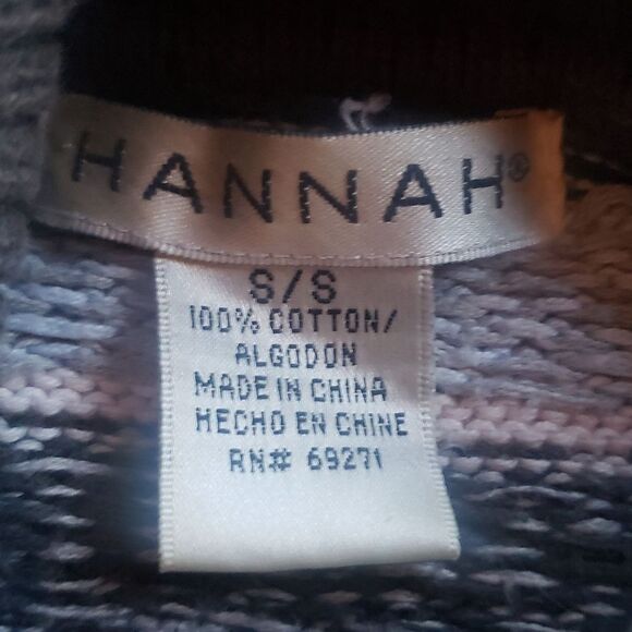 Hannah Womens L Cotton Striped Knit Sweater Patterned Pull Over Turtleneck - Picture 5 of 7